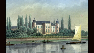 54. Gesellsch bearbeitet © Stadtmuseum Schwedt/Oder, Das Schloss zu Schwedt/Oder, Stahlstich von Julius Gottheil, 1857